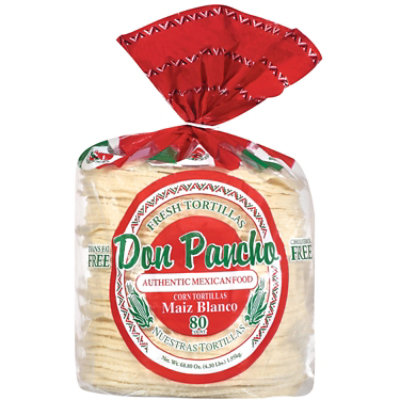 Don Pancho Tortillas Corn White Maiz Blanco Table Style 6 Inch Bag 80