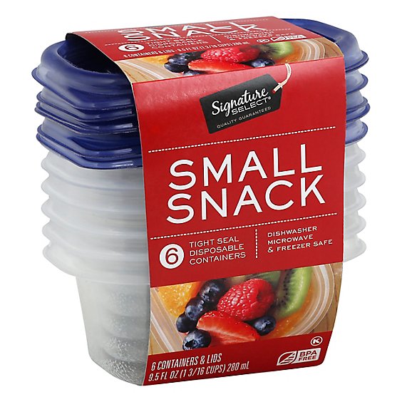 Signature SELECT Containers Storage Small 1.187 Cup Tight Seal BPA Free - 6 Count