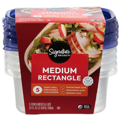 Signature SELECT Containers Storage Medium 3 Cups Tight Seal BPA Free - 5 Count - Image 1