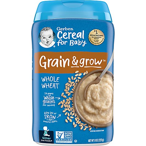 Gerber Grain & Grow 2nd Foods Whole Wheat Cereal For Baby - 8 Oz