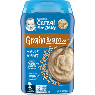Gerber 1st Foods Grain & Grow Whole Wheat Baby Cereal Canister - 8 Oz