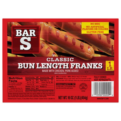 Bar-S Franks Bun Length Classic - 16 Oz - Image 1