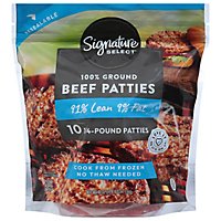 Signature Farms 100% Ground Beef Patties 91% Lean 9% Fat 10 Count - 40 Oz. - Image 1