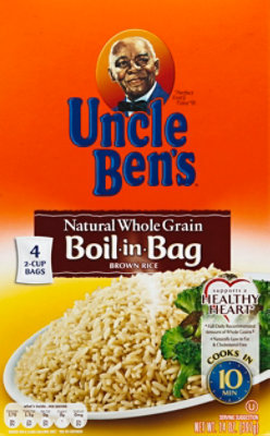 Uncle Bens Rice Brown Natural Whole Grain Boil-In-Bag - 14 Oz - Haggen