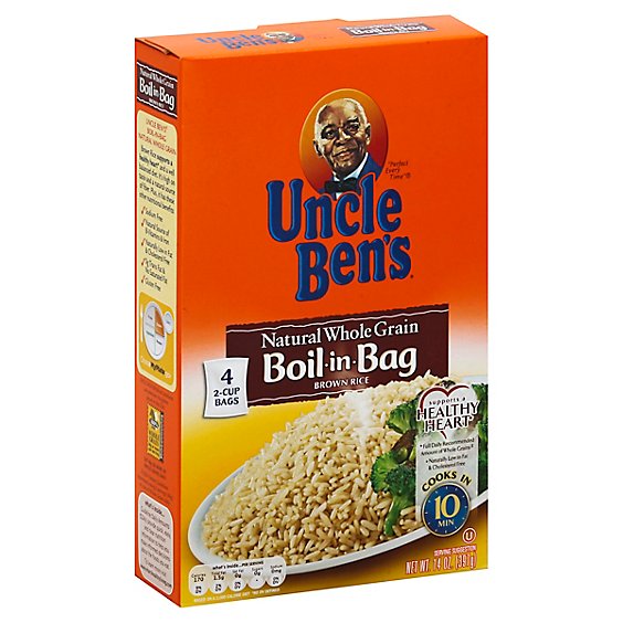 Uncle Bens Rice Brown Natural Whole Grain Boil-In-Bag - 14 Oz