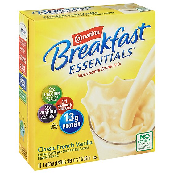 Carnation Breakfast Essentials Nutritional French Vanilla Powder Drink Mix - 10-1.26 Oz