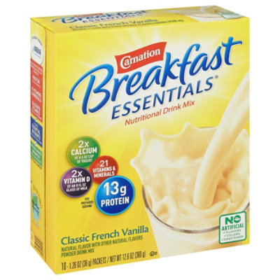 Carnation Breakfast Essentials Nutritional French Vanilla Powder Drink Mix - 10-1.26 Oz