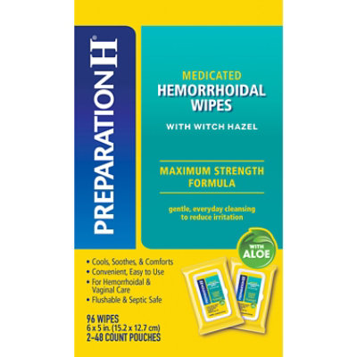 Preparation H Flushable Medicated Hemorrhoidal Wipes Pouch Maximum Strength Relief - 96 Count - Image 5