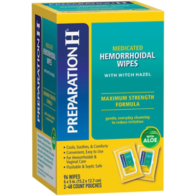 Preparation H Flushable Medicated Hemorrhoidal Wipes Pouch Maximum Strength Relief - 96 Count - Image 3