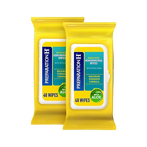Preparation H Flushable Medicated Hemorrhoidal Wipes Pouch Maximum Strength Relief - 96 Count