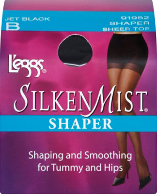 Leggs Silken Mist Control Top Shaper Jet Black B - 1 Pair - Image 2