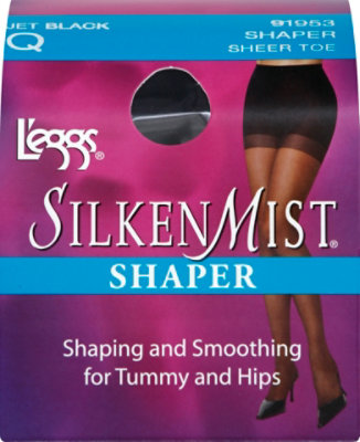 Leggs Silken Mist Control Top Shaper Jet Black Queen - 1 Pair - Image 2