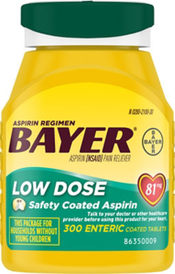 Bayer Aspirin Tablets 81mg Low Dose Enteric Coated - 300 Count - Image 2