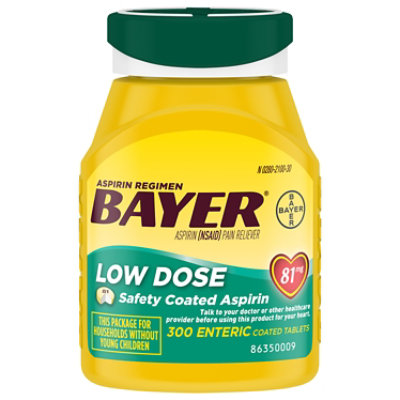 Bayer Aspirin Tablets 81mg Low Dose Enteric Coated - 300 Count - Image 1