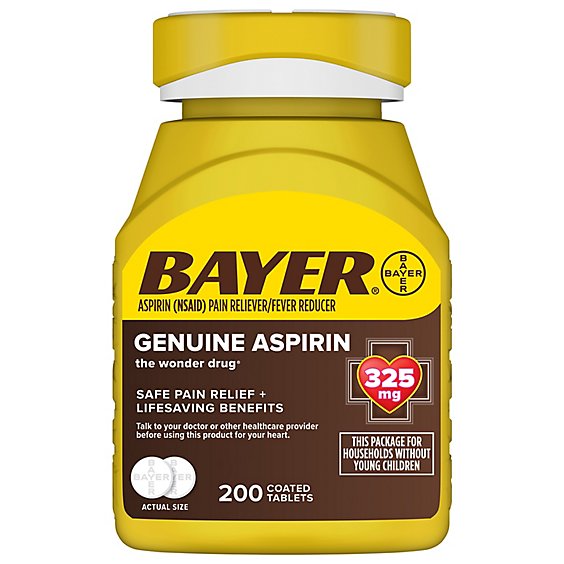 Bayer Aspirin Tablets 325mg Coated - 200 Count