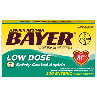 Bayer Aspirin Tablets 81mg Low Dose Enteric Coated - 200 Count - Image 3