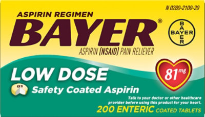 Bayer Aspirin Tablets 81mg Low Dose Enteric Coated - 200 Count - Image 2