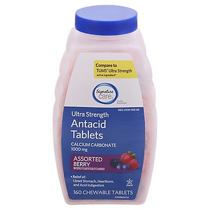 Signature Care Antacid Ultra Strength Berry Flavor Chewable Tablets - 160 Count - Image 4