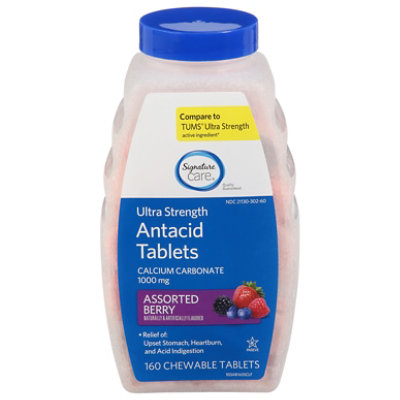Signature Select/Care Antacid Ultra Strength Berry Flavor Chewable Tablets - 160 Count - Image 1