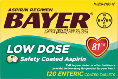 Bayer Aspirin Tablets 81mg Low Dose Enteric Coated - 120 Count - Image 2