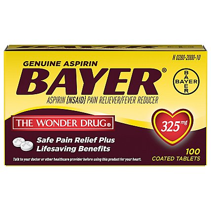 Bayer Aspirin Tablets 325mg Coated - 100 Count - Image 3