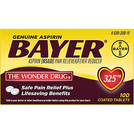 Bayer Aspirin Tablets 325mg Coated - 100 Count - Image 2