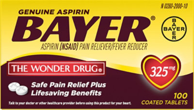 Bayer Aspirin Tablets 325mg Coated - 100 Count - Image 2