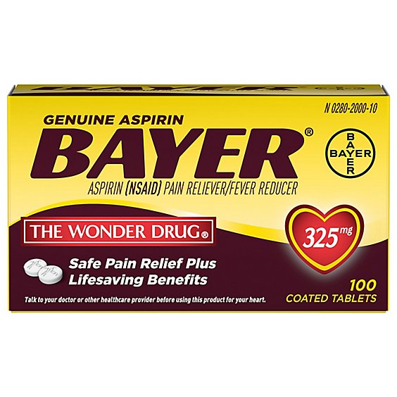 Bayer Aspirin Tablets 325mg Coated - 100 Count