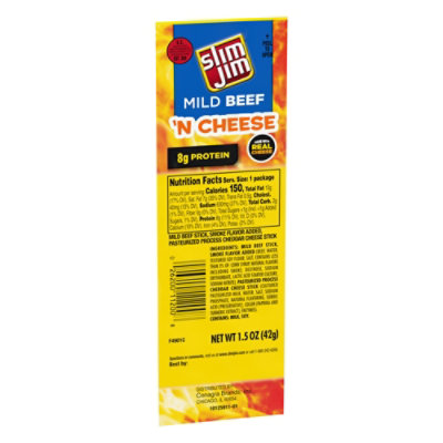 Slim Jim Beef & Cheese Sticks Mild - 1.5 Oz - Image 2