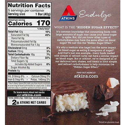 Atkins Endulge Bar Chocolate Coconut - 5-1.4 Oz - Image 5