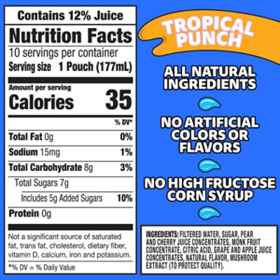 Capri Sun Tropical Punch Flavored Juice Drink Blend Pouches - 10-6 Fl. Oz. - Image 7