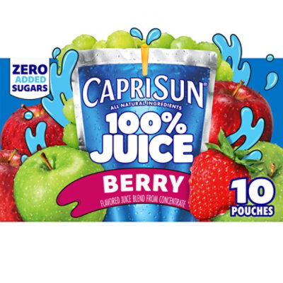 Capri Sun 100% Juice Berry Naturally Flavored Juice Blend Pouches Box - 10-6 Fl. Oz.