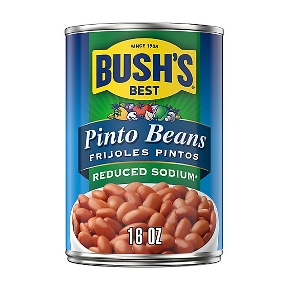 BUSH'S BEST Reduced Sodium Pinto Beans - 16 Oz