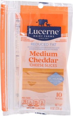 Lucerne Cheese Natural Sliced Medium Cheddar Reduced Fat 2% - 8 Oz - Image 1