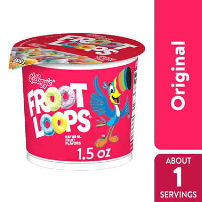 Kellogg's Froot Loops Original Breakfast Cereal, Fruit Flavored, Single Serve Cup, 1.5 oz