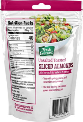 Fresh Gourmet Nut & Fruit Toppings Toasted Sliced Almonds - 3.5 Oz - Image 6