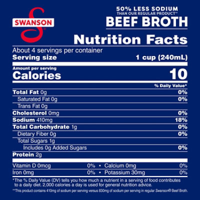 Swanson 100% Natural - 50% Less Sodium Beef Broth - 32 Oz - Image 4