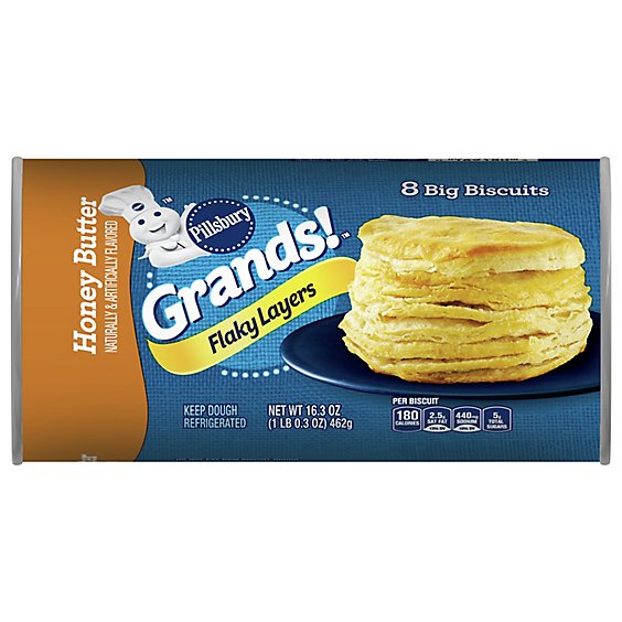 Pillsbury Grands! Biscuits Flaky Layers Honey Butter 8 Count - 16.3 Oz