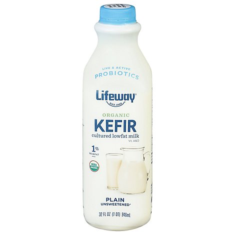 Lifeway Organic Kefir Cultured Milk Lowfat Plain - 32 Fl. Oz.