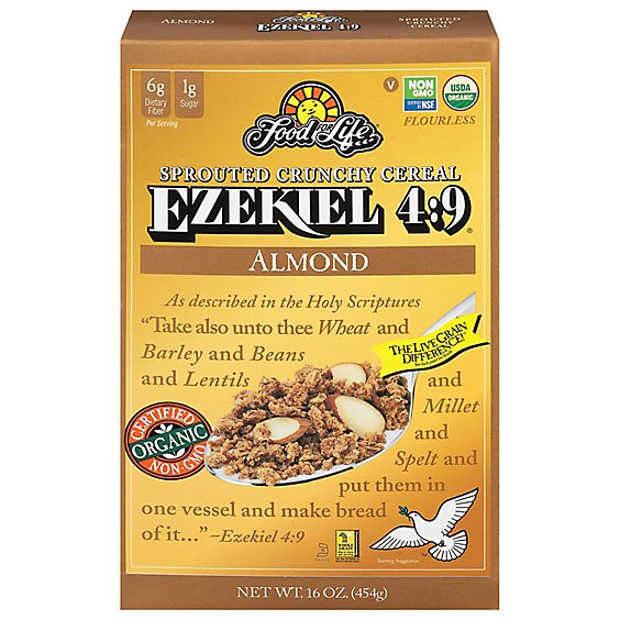 Food For Life Ezekiel 4:9 Cereal Sprouted Grain Crunchy Almond - 16 Oz