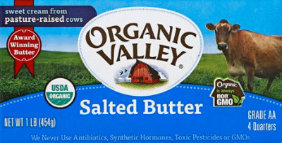 Organic Valley Butter Organic Salted - 1 Lb - Image 1