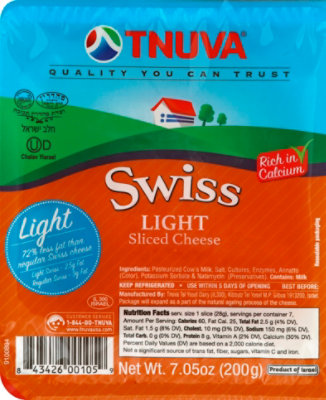 Tnuva Emek Sliced Light Swiss Cheese - 7.05 Oz - Image 2