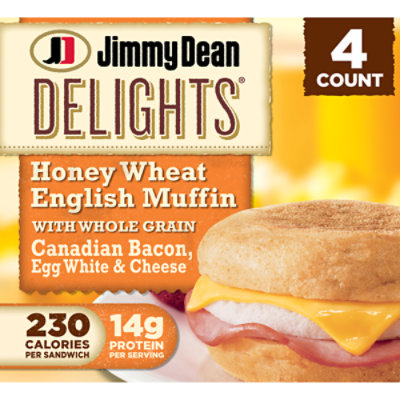 Jimmy Dean Delights Canadian Bacon Egg White & Cheese English Muffin Sandwiches - 4 Count - Image 1