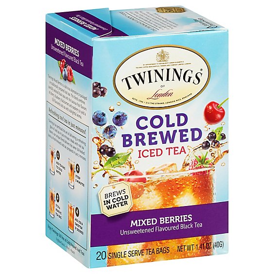 Twinings Tea Black Iced Unsweetened Cold Brew Mixed Berries - 20 Count