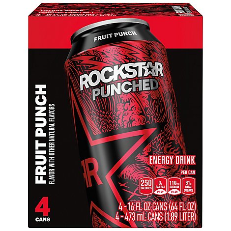 Rockstar Energy Drink Punched Energy/Punch Tropical Punch - 4-16 Fl. Oz.