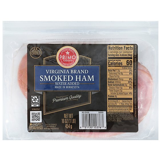 Primo Taglio Classics Ham Smoked Fully Cooked Virginia - 16 Oz