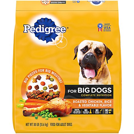 PEDIGREE Dog Food Dry For Big Dog Nutrition Roasted Chicken Rice & Vegetable Flavor Bag - 30.1 Lb