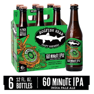 Dogfish Head Beer IPA 60 Minute Pack In Bottles - 6-12 Fl. Oz. - Image 1