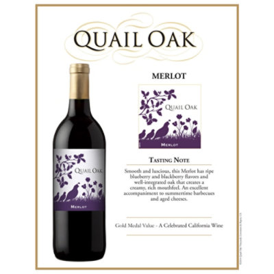 Quail Oak Wine California Merlot - 750 Ml - Image 2