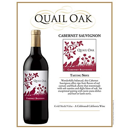 Quail Oak Wine Cabernet Sauvignon - 750 Ml - Image 2